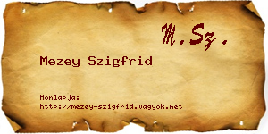 Mezey Szigfrid névjegykártya